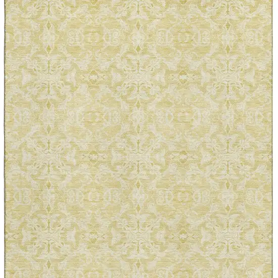 Gold And Ivory Medallion Washable Area Rug With UV Protection Photo 3