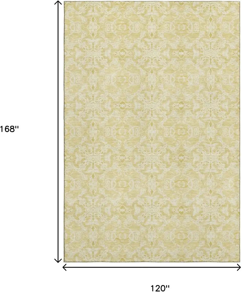 Gold And Ivory Medallion Washable Area Rug With UV Protection Photo 3