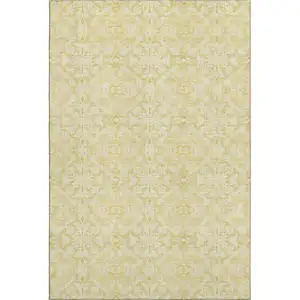 Photo of Gold And Ivory Medallion Washable Area Rug With UV Protection