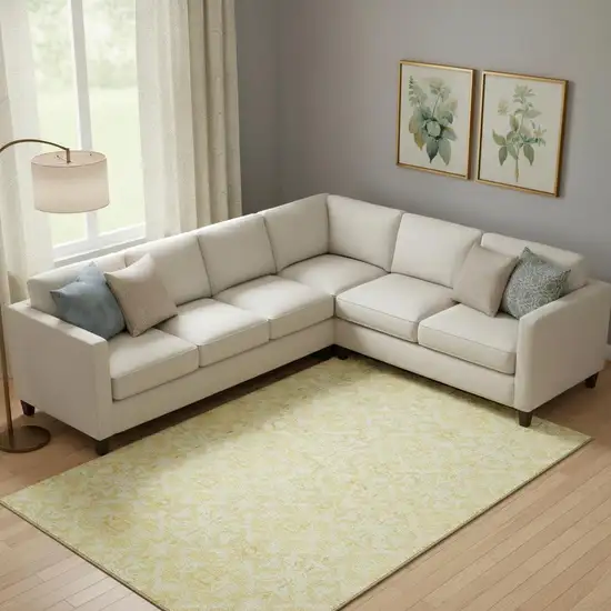 Gold And Ivory Medallion Washable Area Rug With UV Protection Photo 1