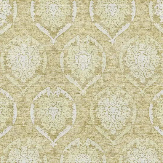 Gold And Ivory Medallion Washable Area Rug With UV Protection Photo 4