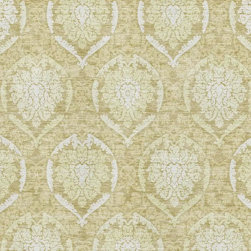 Gold And Ivory Medallion Washable Area Rug With UV Protection Photo 4