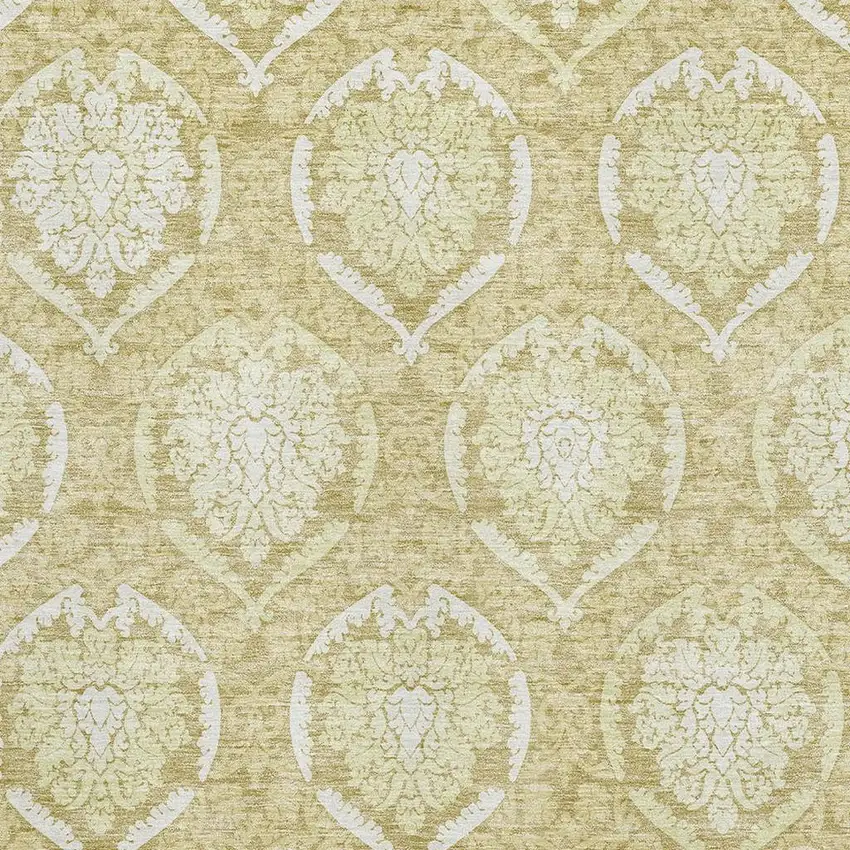 Gold And Ivory Medallion Washable Area Rug With UV Protection Photo 3