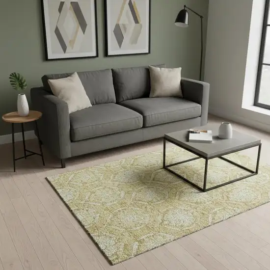 Gold And Ivory Medallion Washable Area Rug With UV Protection Photo 2