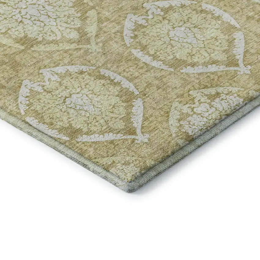 Gold And Ivory Medallion Washable Area Rug With UV Protection Photo 8