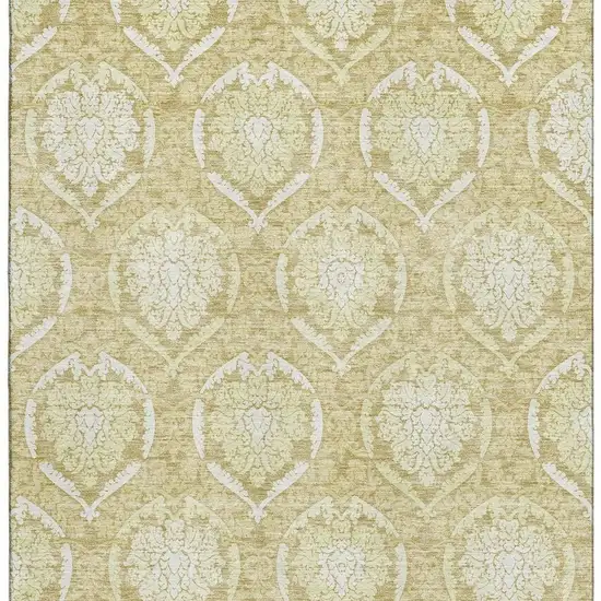 Gold And Ivory Medallion Washable Area Rug With UV Protection Photo 4
