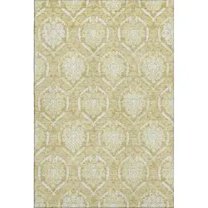 Photo of Gold And Ivory Medallion Washable Area Rug With UV Protection