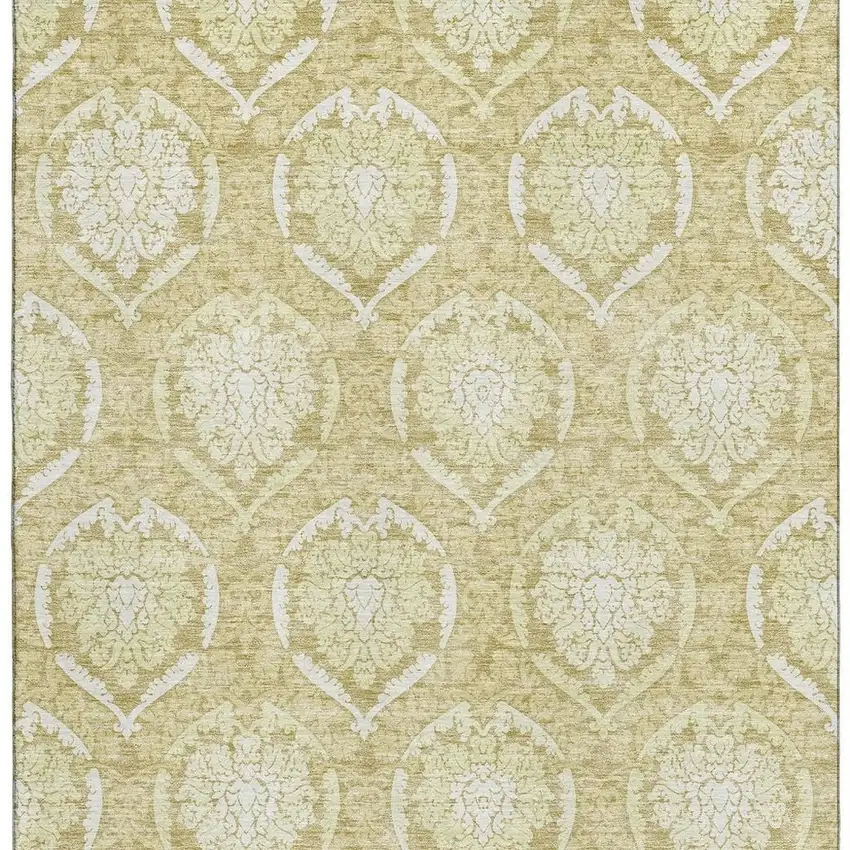 Gold And Ivory Medallion Washable Area Rug With UV Protection Photo 3