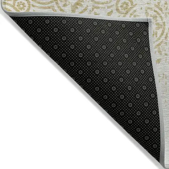 Gold And Ivory Medallion Washable Indoor Outdoor Area Rug Photo 2