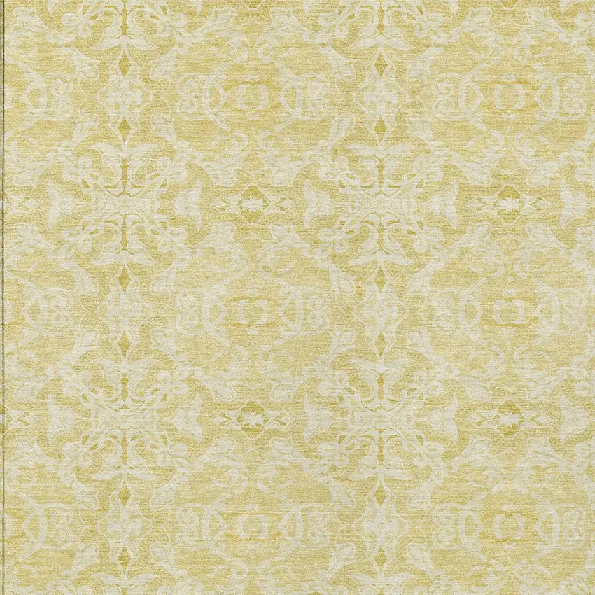 Gold And Ivory Medallion Washable Indoor Outdoor Area Rug Photo 5