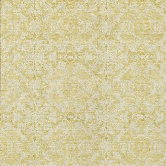 Gold And Ivory Medallion Washable Indoor Outdoor Area Rug Photo 5