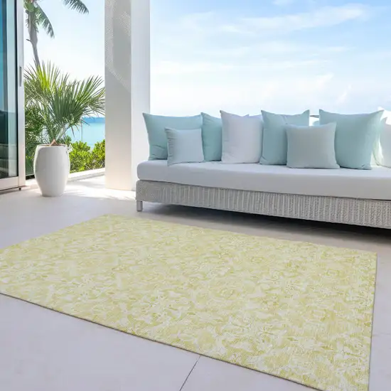 Gold And Ivory Medallion Washable Indoor Outdoor Area Rug Photo 7