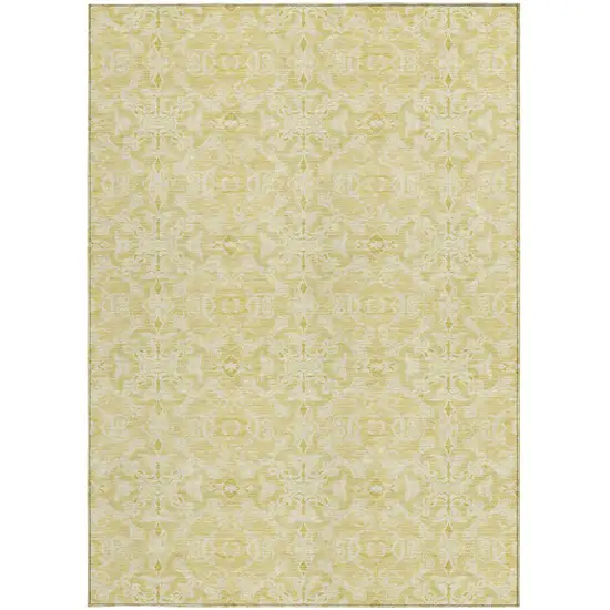 Gold And Ivory Medallion Washable Indoor Outdoor Area Rug Photo 7