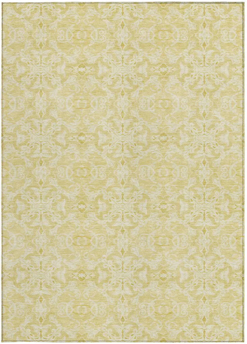 Gold And Ivory Medallion Washable Indoor Outdoor Area Rug Photo 7