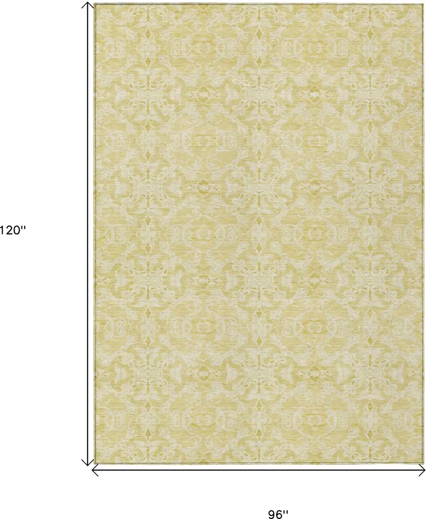 Gold And Ivory Medallion Washable Indoor Outdoor Area Rug Photo 3