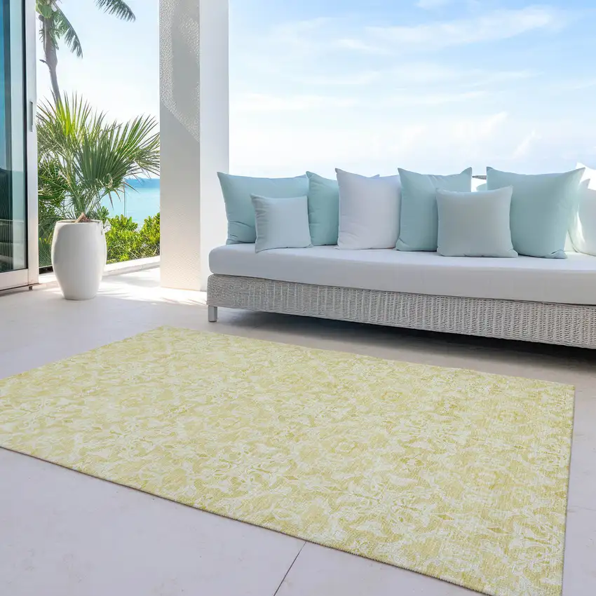 Gold And Ivory Medallion Washable Indoor Outdoor Area Rug Photo 8