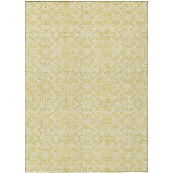 Gold And Ivory Medallion Washable Indoor Outdoor Area Rug Photo 2