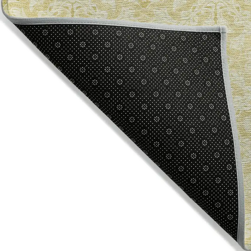 Gold And Ivory Medallion Washable Indoor Outdoor Area Rug Photo 4