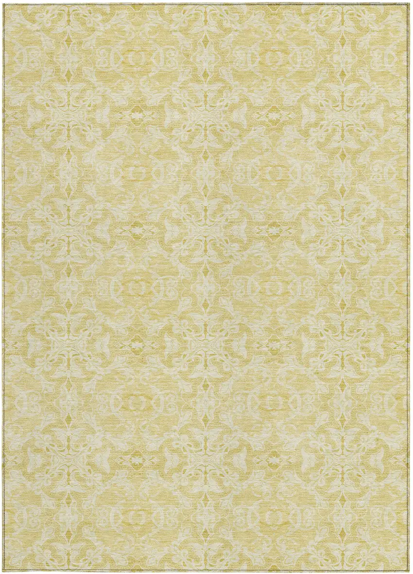 Gold And Ivory Medallion Washable Indoor Outdoor Area Rug Photo 7