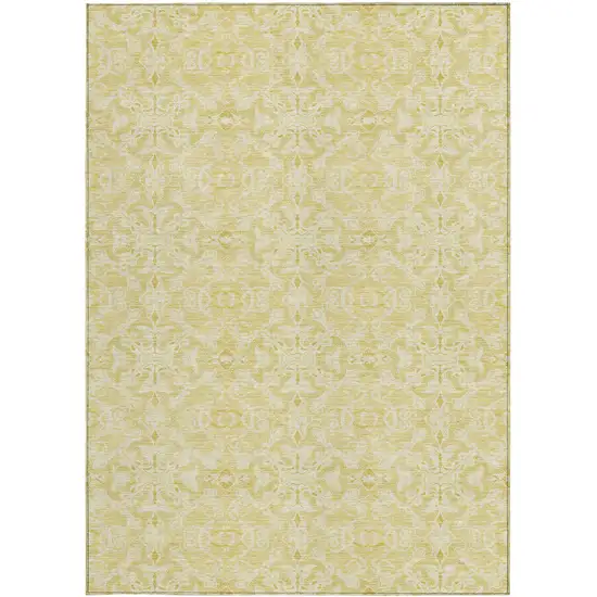 Gold And Ivory Medallion Washable Indoor Outdoor Area Rug Photo 7