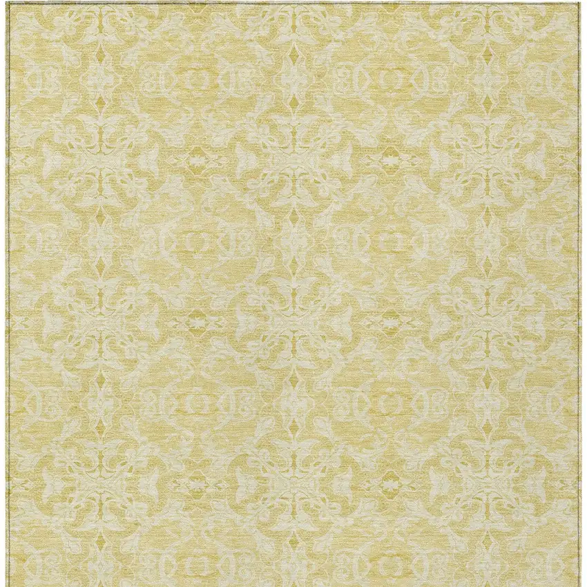 Gold And Ivory Medallion Washable Indoor Outdoor Area Rug Photo 6