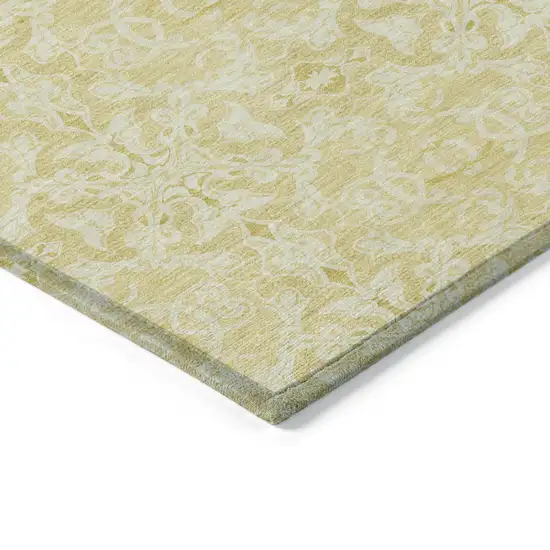 Gold And Ivory Medallion Washable Indoor Outdoor Area Rug Photo 5