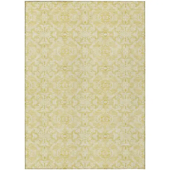 Gold And Ivory Medallion Washable Indoor Outdoor Area Rug Photo 2