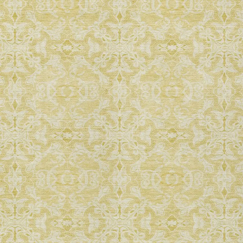 Gold And Ivory Medallion Washable Indoor Outdoor Area Rug Photo 6