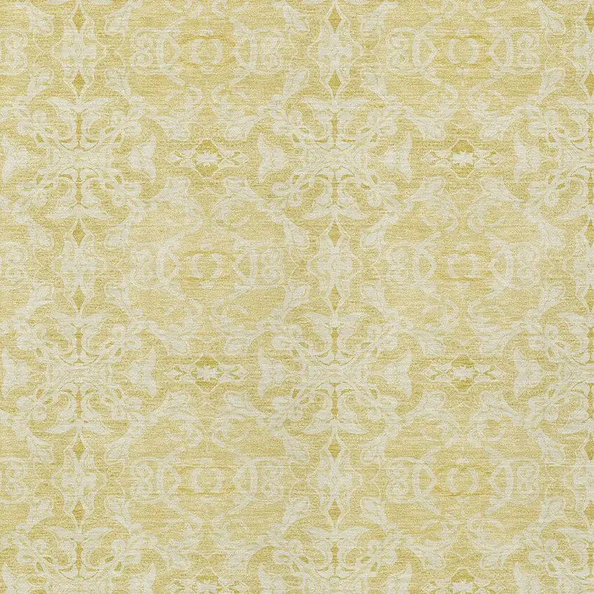 Gold And Ivory Medallion Washable Indoor Outdoor Area Rug Photo 6