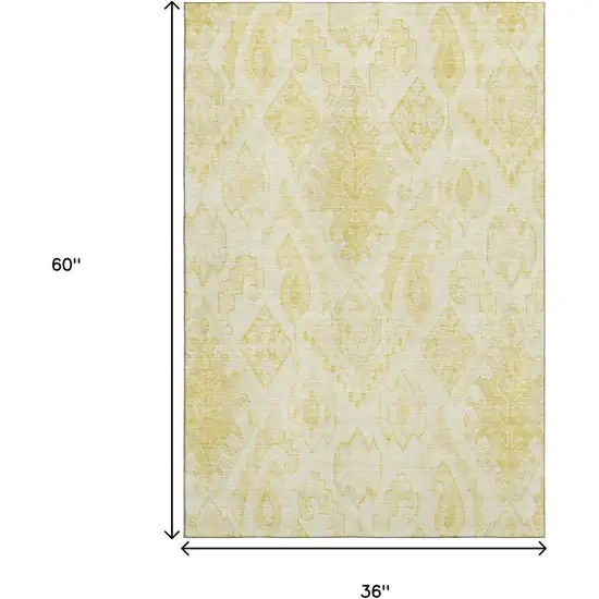 Gold And Ivory Moroccan Washable Area Rug With UV Protection Photo 3