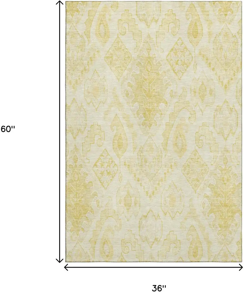 Gold And Ivory Moroccan Washable Area Rug With UV Protection Photo 3
