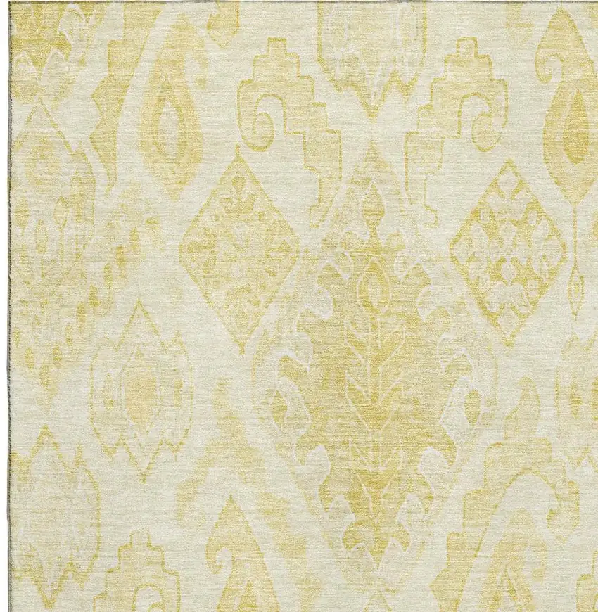Gold And Ivory Moroccan Washable Area Rug With UV Protection Photo 3