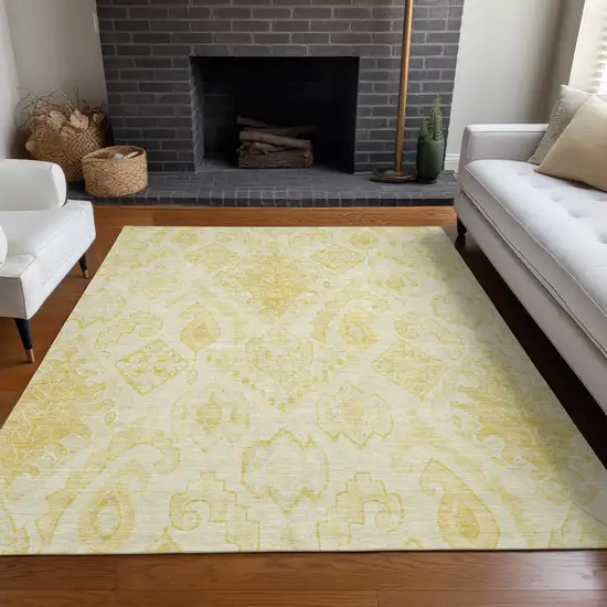 Gold And Ivory Moroccan Washable Area Rug With UV Protection Photo 5