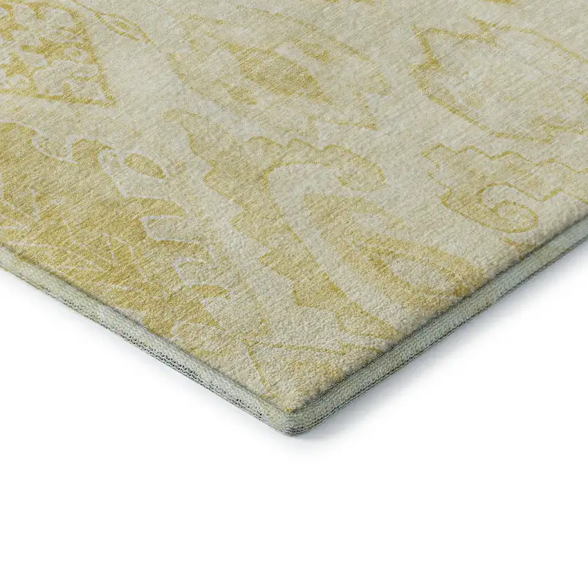 Gold And Ivory Moroccan Washable Area Rug With UV Protection Photo 8