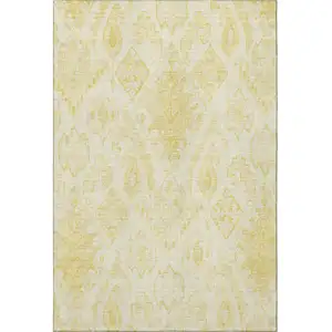 Photo of Gold And Ivory Moroccan Washable Area Rug With UV Protection