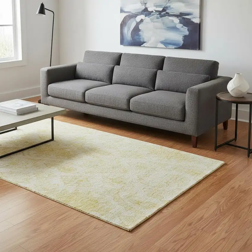 Gold And Ivory Moroccan Washable Area Rug With UV Protection Photo 2