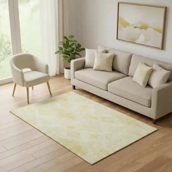 Gold And Ivory Moroccan Washable Area Rug With UV Protection Photo 1