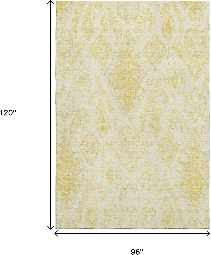 Gold And Ivory Moroccan Washable Area Rug With UV Protection Photo 3