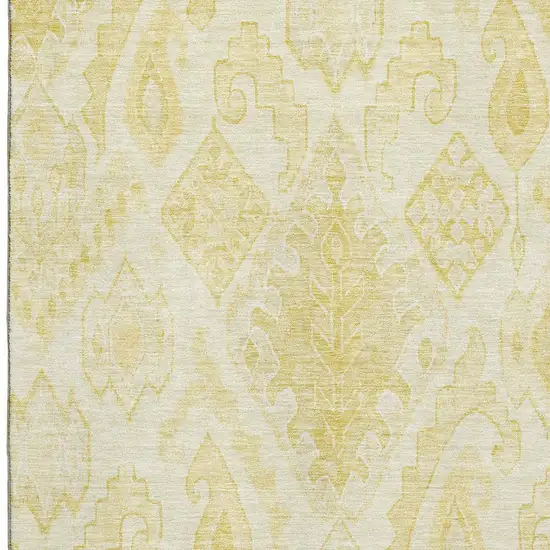 Gold And Ivory Moroccan Washable Area Rug With UV Protection Photo 3