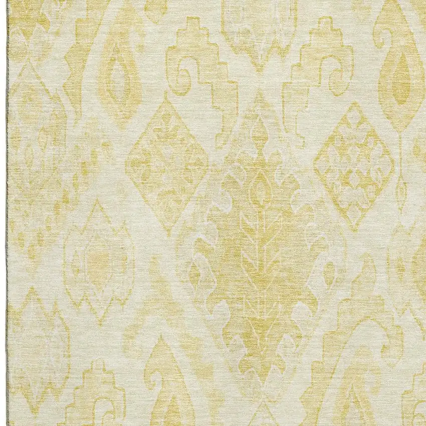Gold And Ivory Moroccan Washable Area Rug With UV Protection Photo 3