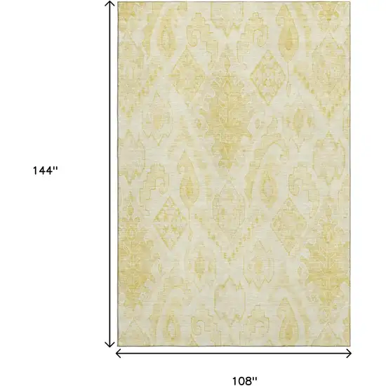 Gold And Ivory Moroccan Washable Area Rug With UV Protection Photo 3