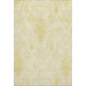 Photo of Gold And Ivory Moroccan Washable Area Rug With UV Protection
