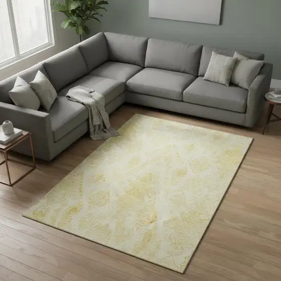 Gold And Ivory Moroccan Washable Area Rug With UV Protection Photo 2