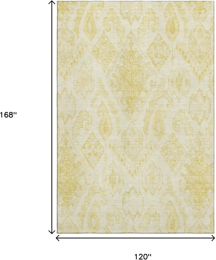 Gold And Ivory Moroccan Washable Area Rug With UV Protection Photo 3
