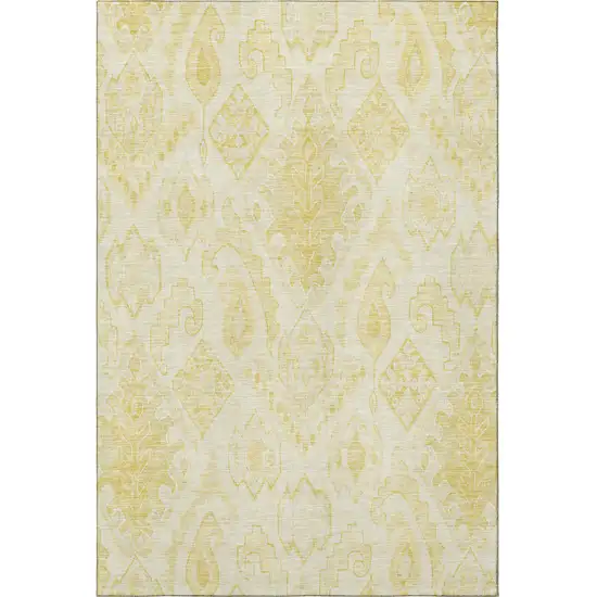 Gold And Ivory Moroccan Washable Area Rug With UV Protection Photo 4