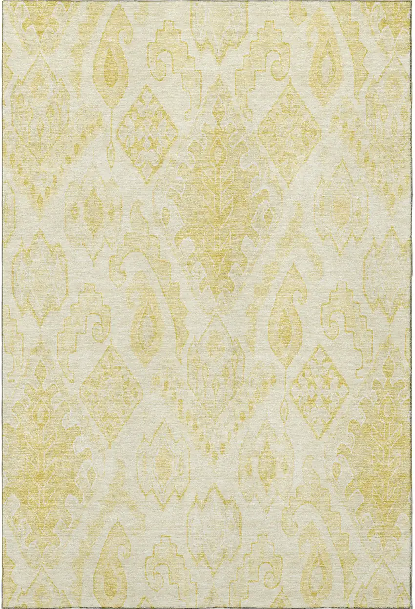 Gold And Ivory Moroccan Washable Area Rug With UV Protection Photo 4