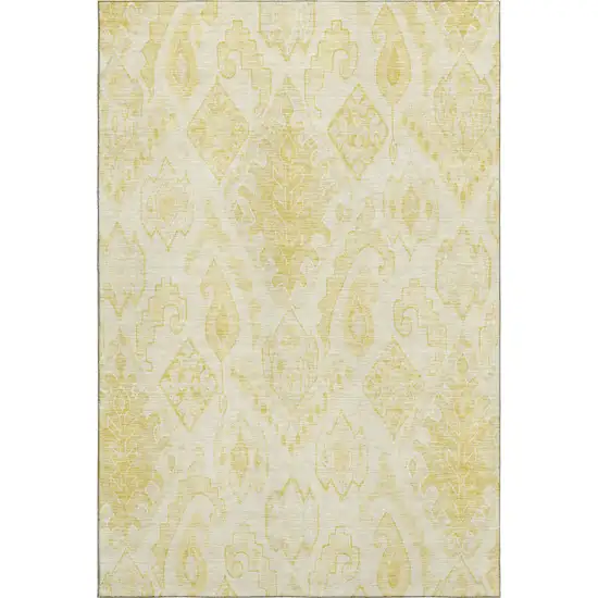 Gold And Ivory Moroccan Washable Area Rug With UV Protection Photo 1