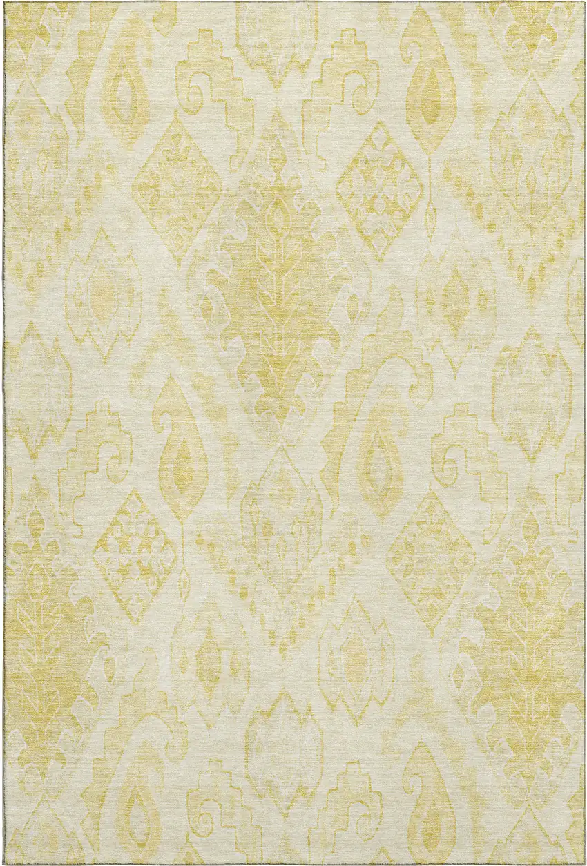 Gold And Ivory Moroccan Washable Area Rug With UV Protection Photo 1