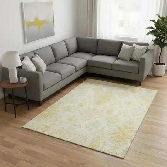 Gold And Ivory Moroccan Washable Area Rug With UV Protection Photo 2