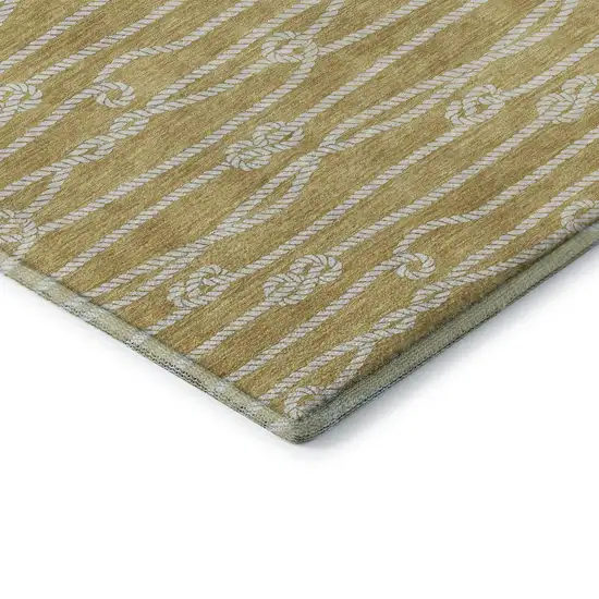 Gold And Ivory Nautical Washable Area Rug With UV Protection Photo 9